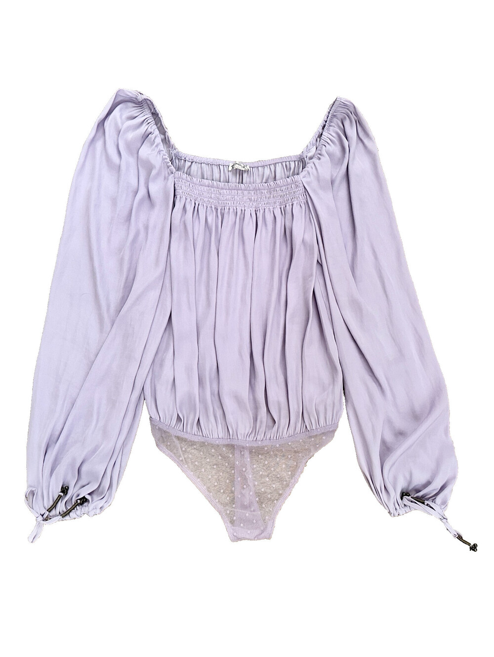Intimately Yours by Free People Purple Bodysuit Blouse Top Square Neck Ruched XS